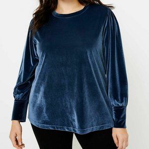 LOFT Plus Velvet Wide Cuff Top Blouse - Size 16/18 - Stellar Blue